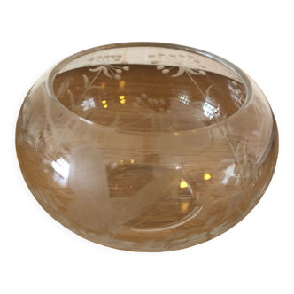 Glass cup chiseled decoration butterflies and flowers