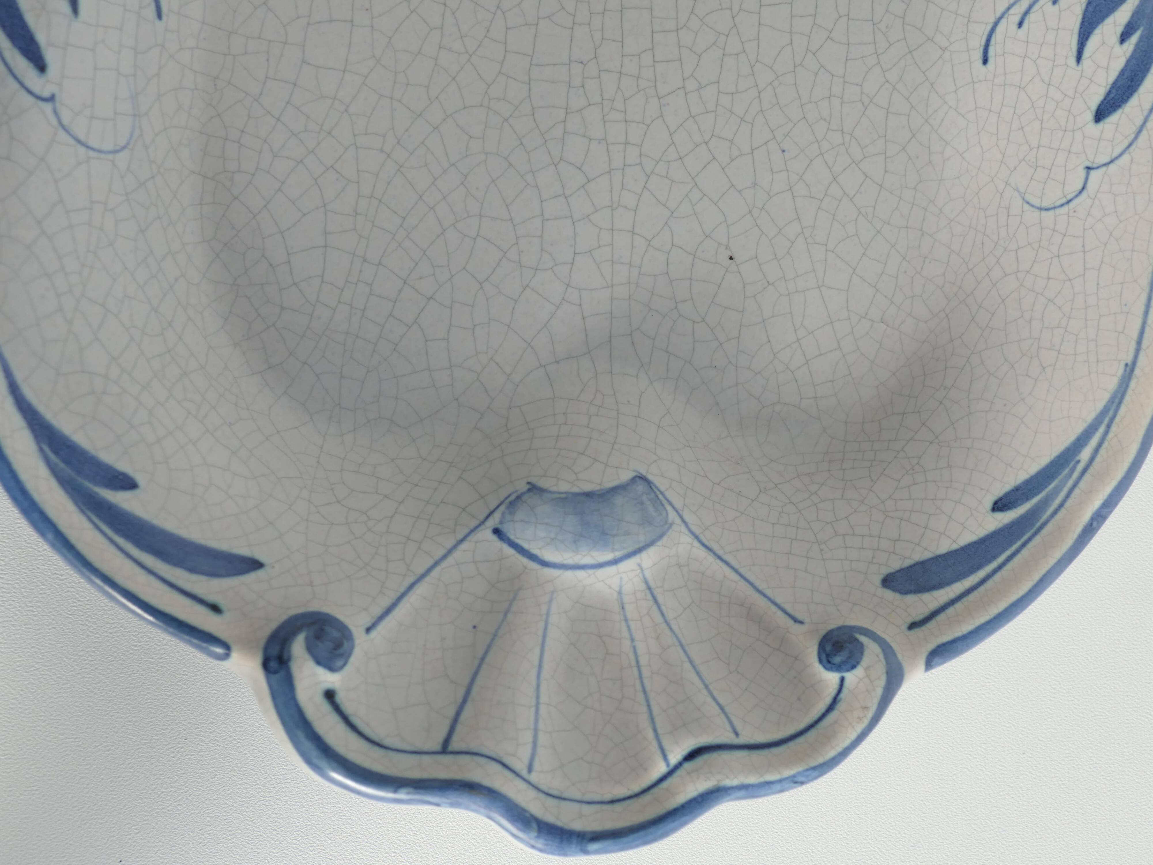 Art Deco French Blue Floral Decor Plate by Allan Eberling, Bo Fajans