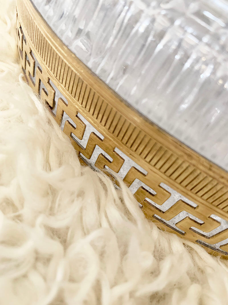 Ceiling lamp in glass and brass