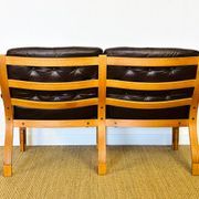 Scandinavian leather and teak bench from the 1960s.