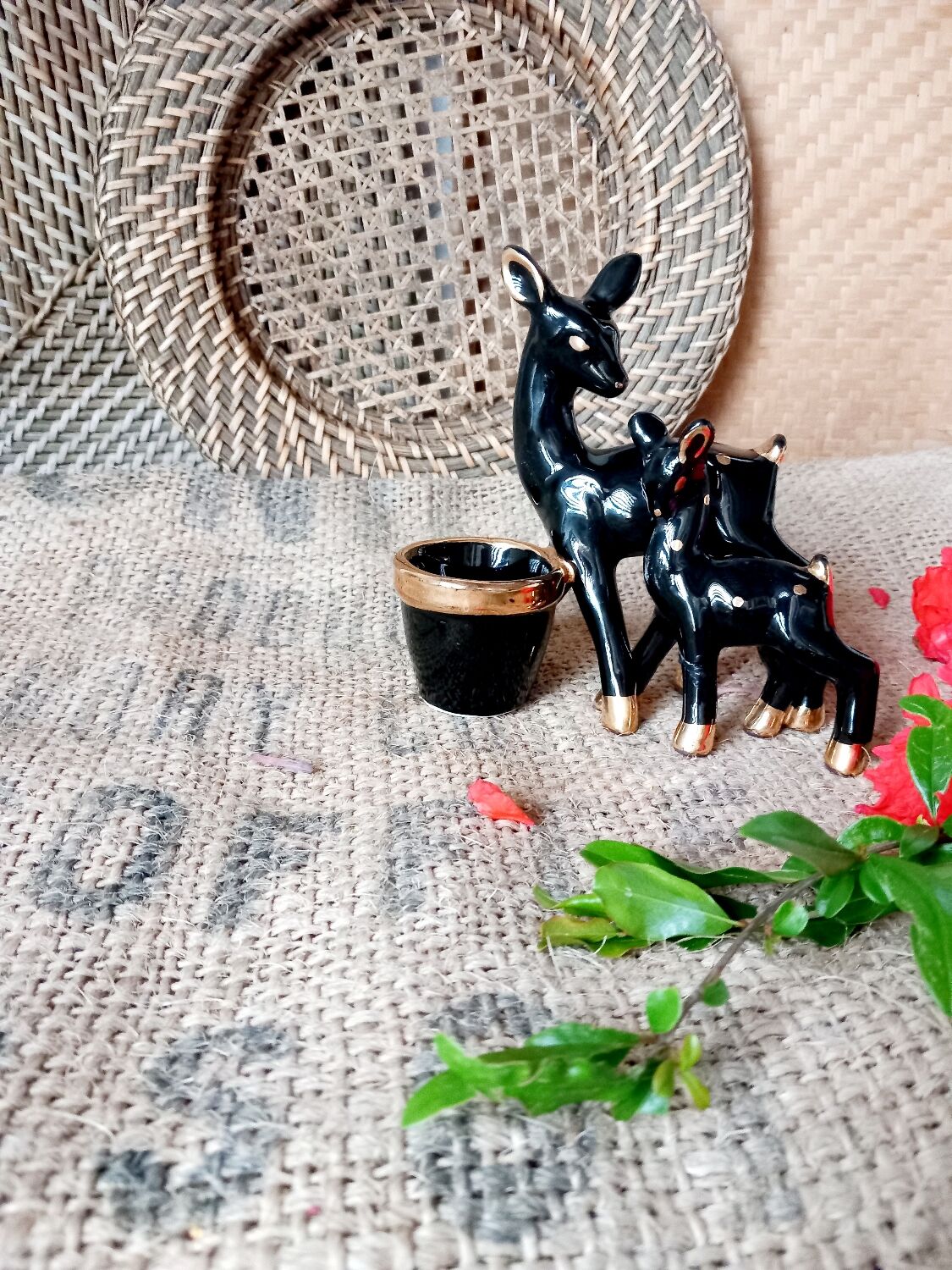 Faience candlestick Doe and its Fawn