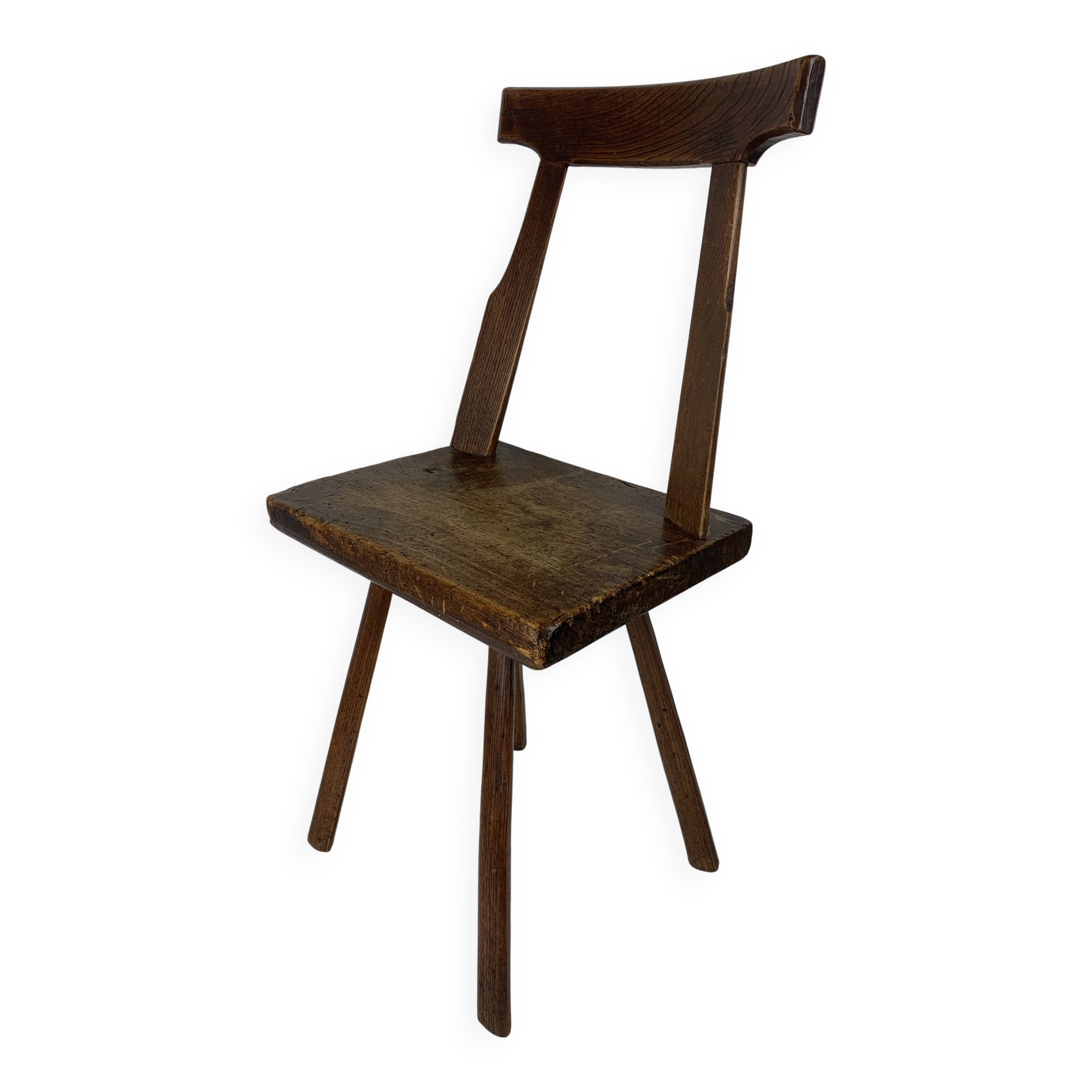 Chaise d'appoint brutaliste artisanale antique fabriquée à la main, style ferme néerlandais