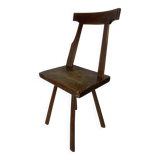 Chaise d'appoint brutaliste artisanale antique fabriquée à la main, style ferme néerlandais