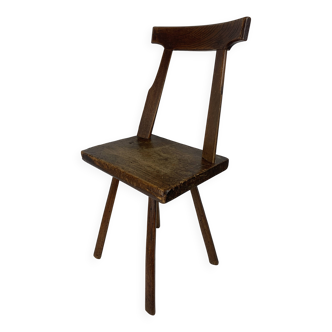 Chaise d'appoint brutaliste artisanale antique fabriquée à la main, style ferme néerlandais