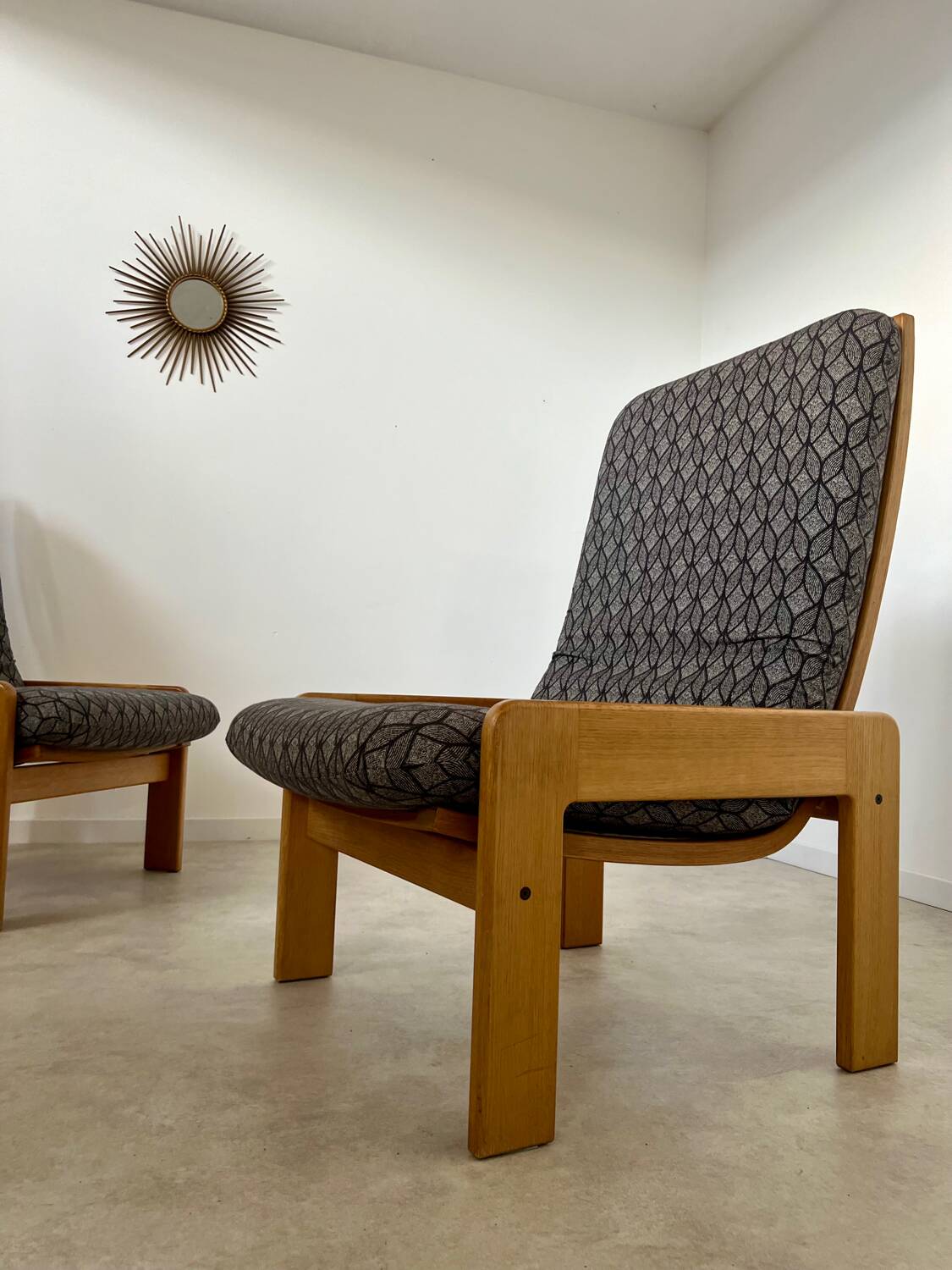 Set of 2 scandinavian design oak armchairs from the 70s yngve ekström for swedese