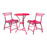 Salon de jardin - 2 chaises Arras US, 1 guéridon Arras - Rouge vif