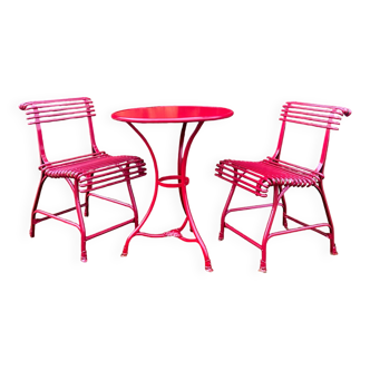 Salon de jardin - 2 chaises Arras US, 1 guéridon Arras - Rouge vif