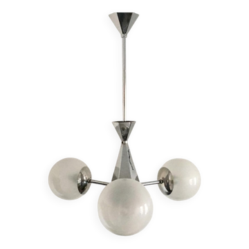 Art Deco Metal and Glass Chandelier