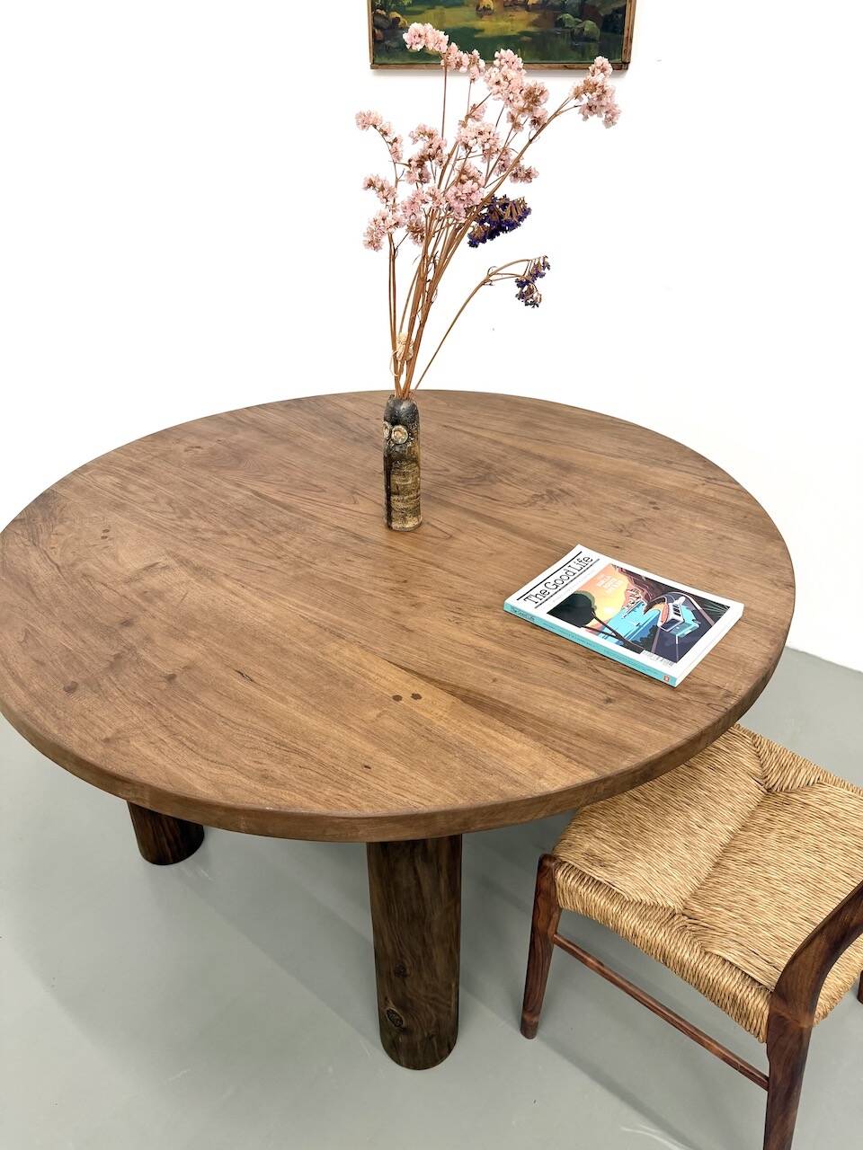 Table ronde années 50 constructiviste noyer