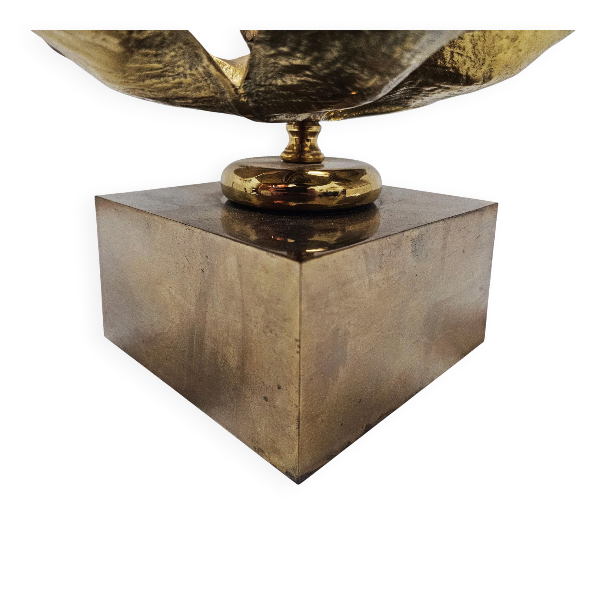 Nenuphar table lamp in bronze and brass by Maison Charles, 1960s.