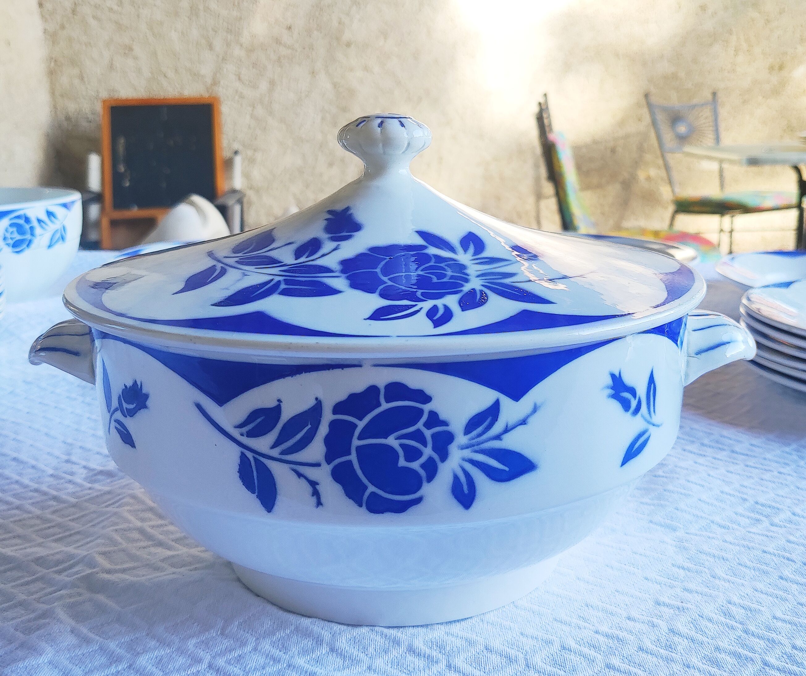 Table service Digoin Sarreguemines - blue and white