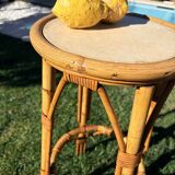 3 tabourets rotin vintage