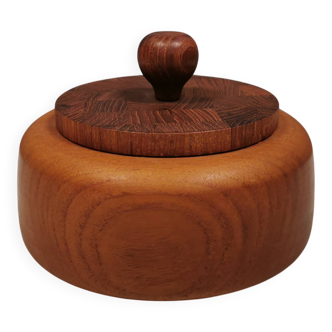 Very beautiful tobacco jar in teak wood with lid of stick-glued teak wood.