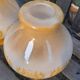 Duo of orange opaline tulip globes for suspension, art deco