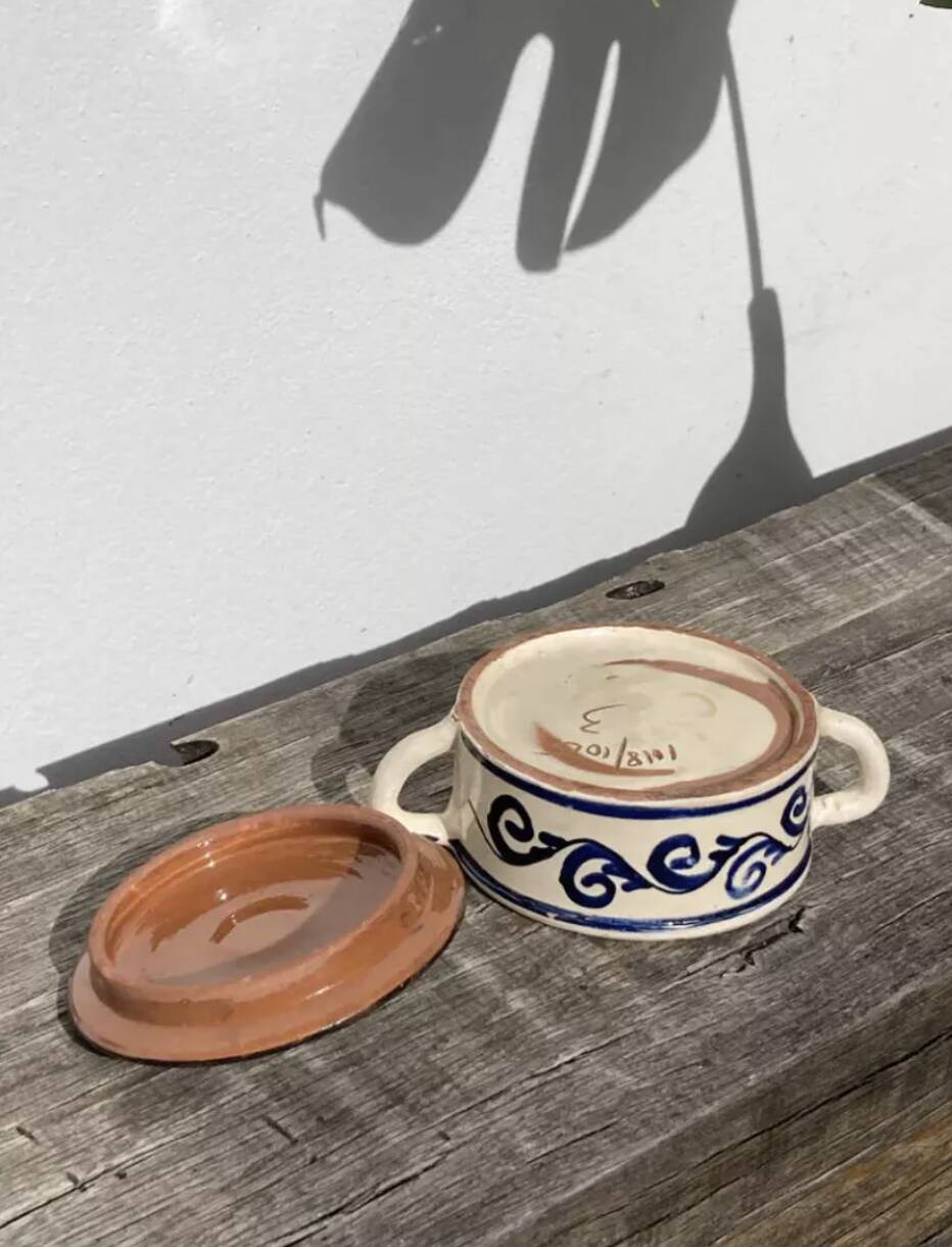 Blue and white ceramic candy dish/jewelry box