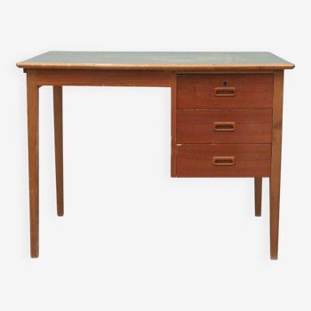 Vintage teak desk with extension and suede colored top
