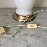 Vintage opaline and brass mushroom lamp