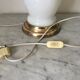 Vintage opaline and brass mushroom lamp