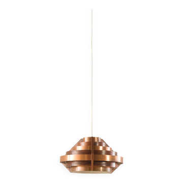 Copper and rosewood lamp attributed to Werner Schou, Denmark 1960s