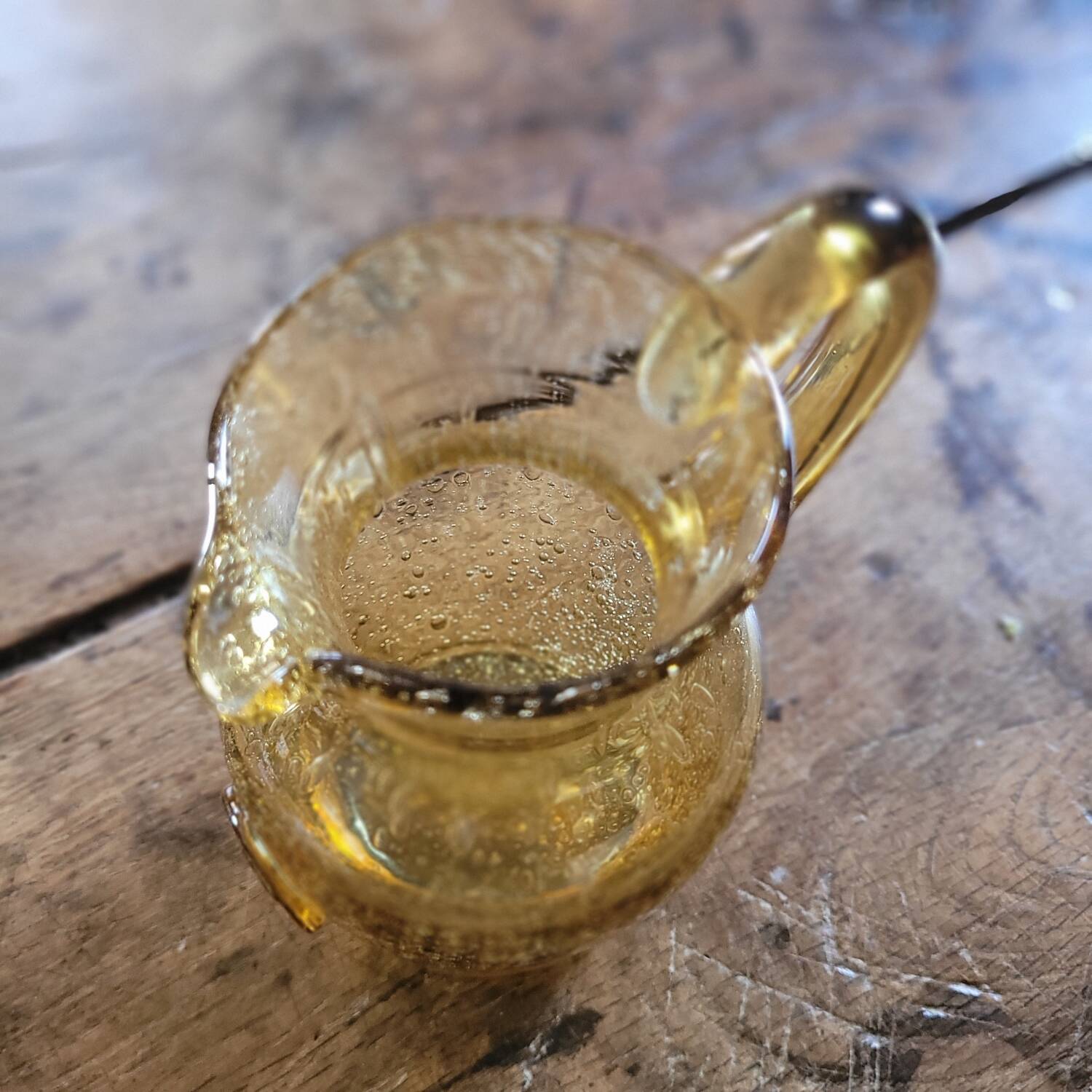 Amber bubble glass pitcher