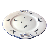 Cake plate decorated blue swallows