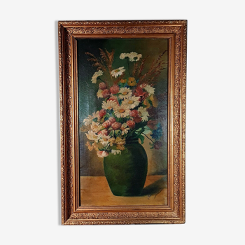 Still life bouquet daisies in a vase oil on canvas around 1900 80x49 cm SB