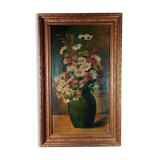 Nature morte bouquet marguerites dans un vase huile sur toile vers 1900 80x49 cm