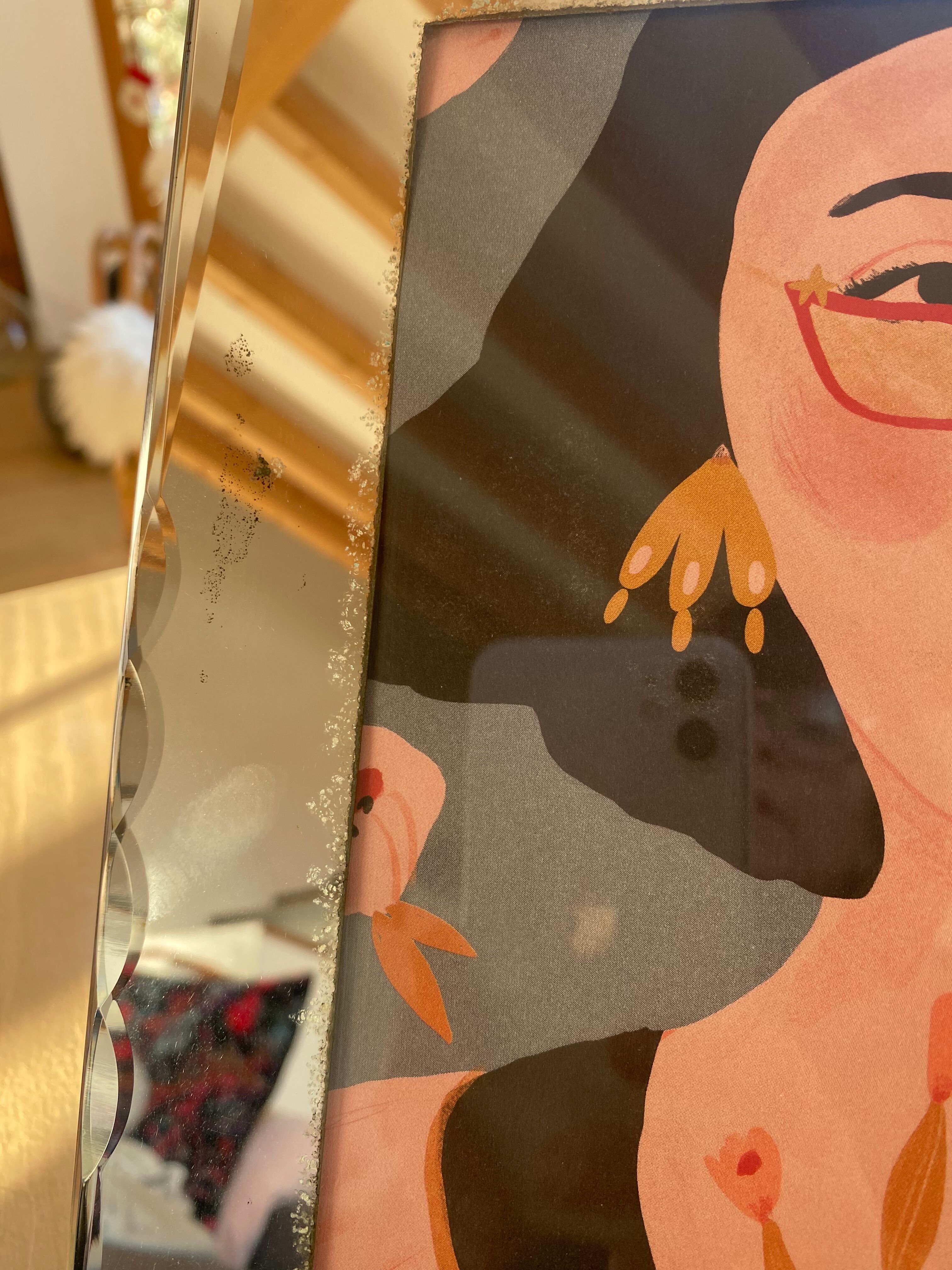 Vintage beveled mirror frame