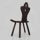 Brutalist tripod chair in raw wood. Solid wood chair. 1960s.
