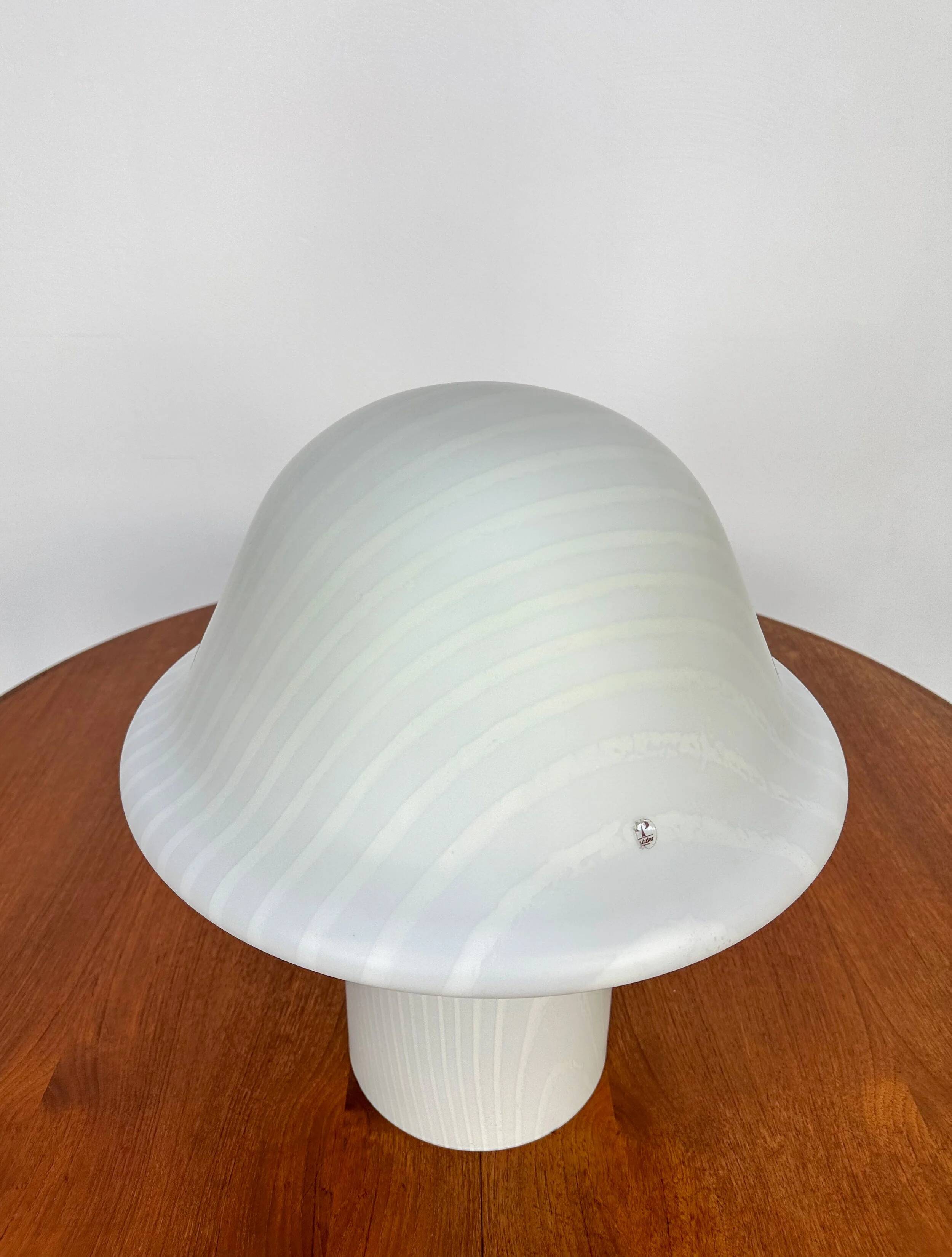 1970s Vintage Zebra Mushroom Glass Table Lamp by Peill & Putzler