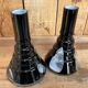 Pair of black and opaline multilayer glass vases. 1970s.