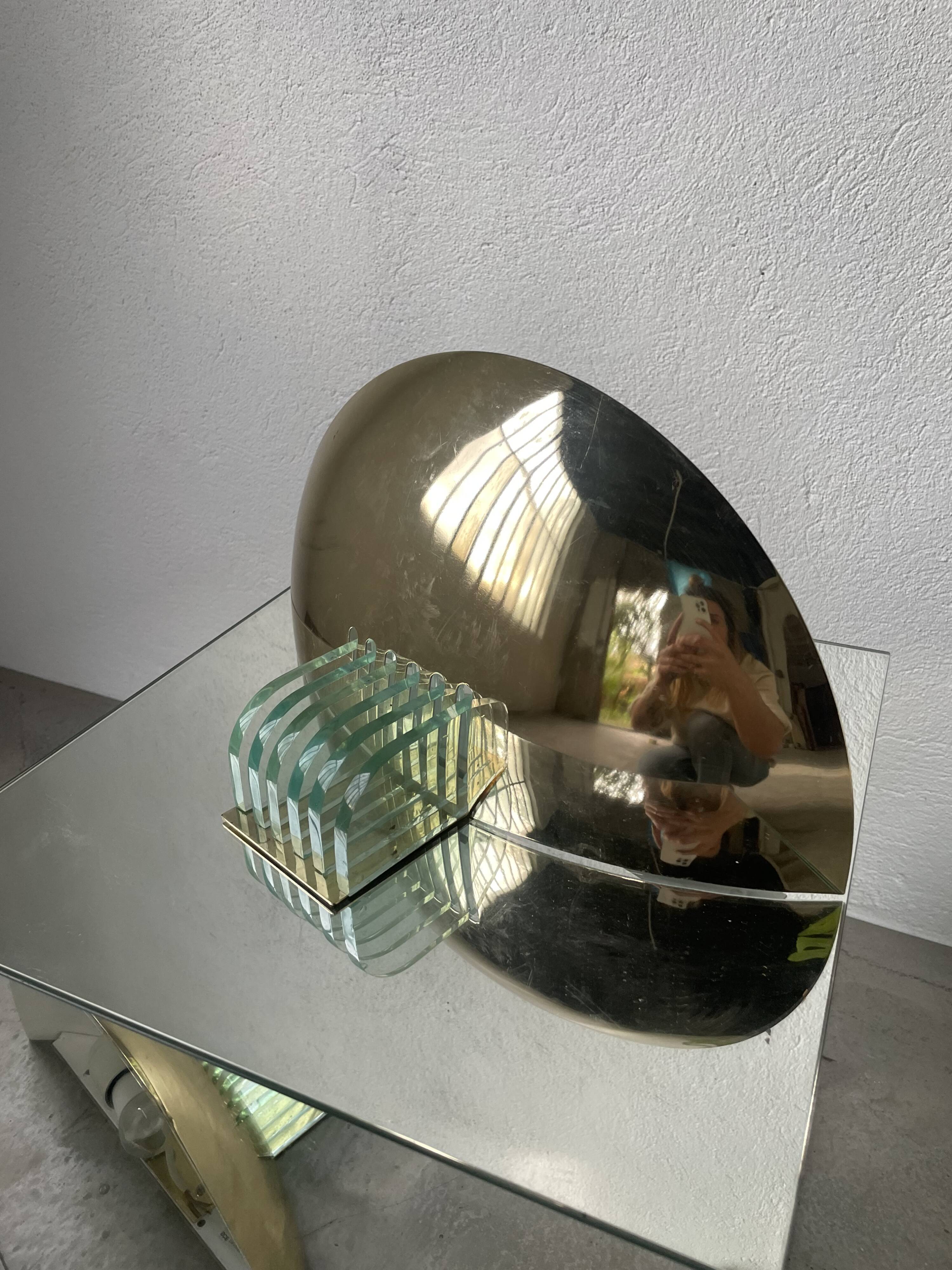 Pair of brass and art deco glass wall lights SCE