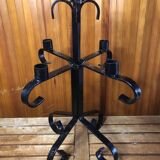 Ancien chandelier 5 feux bougeoirs fer forge noir vintage #a577