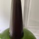 Vintage half globe pendant light in green opaline, imitation teak elements, 50s/60s