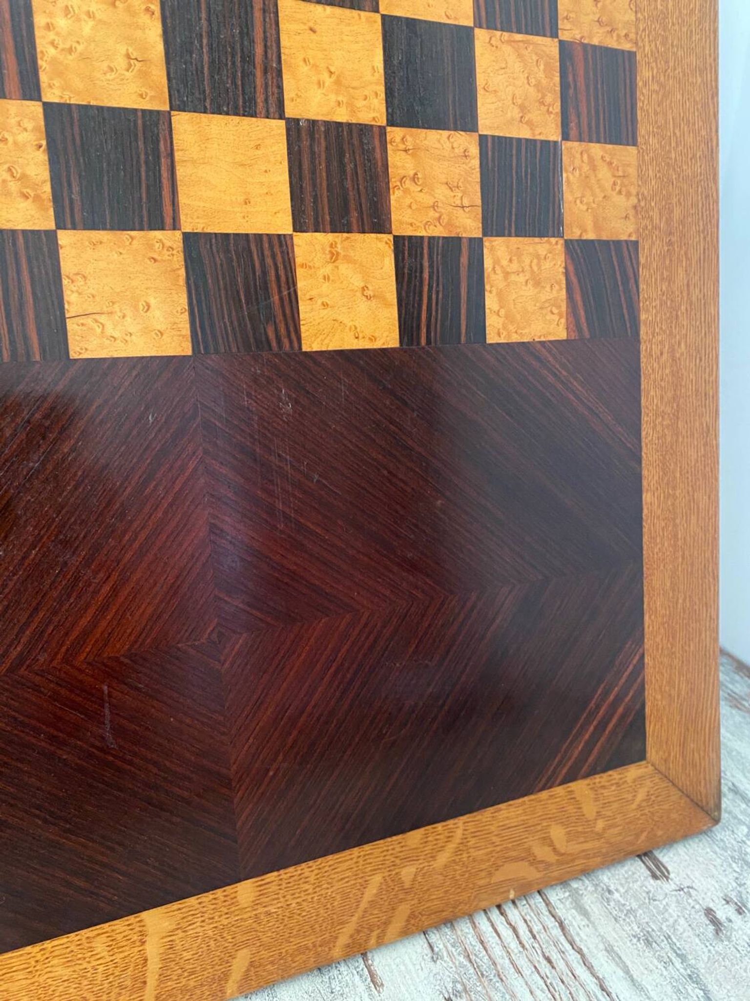 Grand plateau vintage de jeu de dame en bois