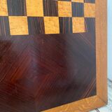 Grand plateau vintage de jeu de dame en bois