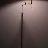 Brass swing arm floor lamp with shade 1970s