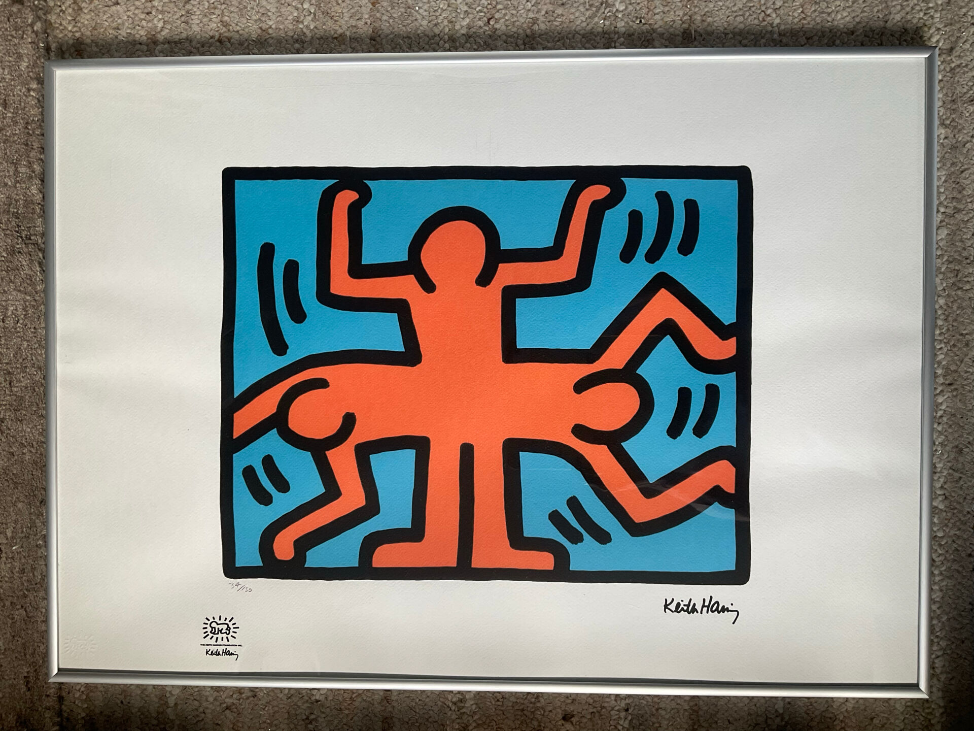 Numbered keith haring silkscreen with certificate.
