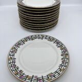 12 charcoal and pear wood porcelain plates