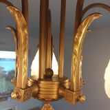 Art deco bronze chandelier with 5 tulips.