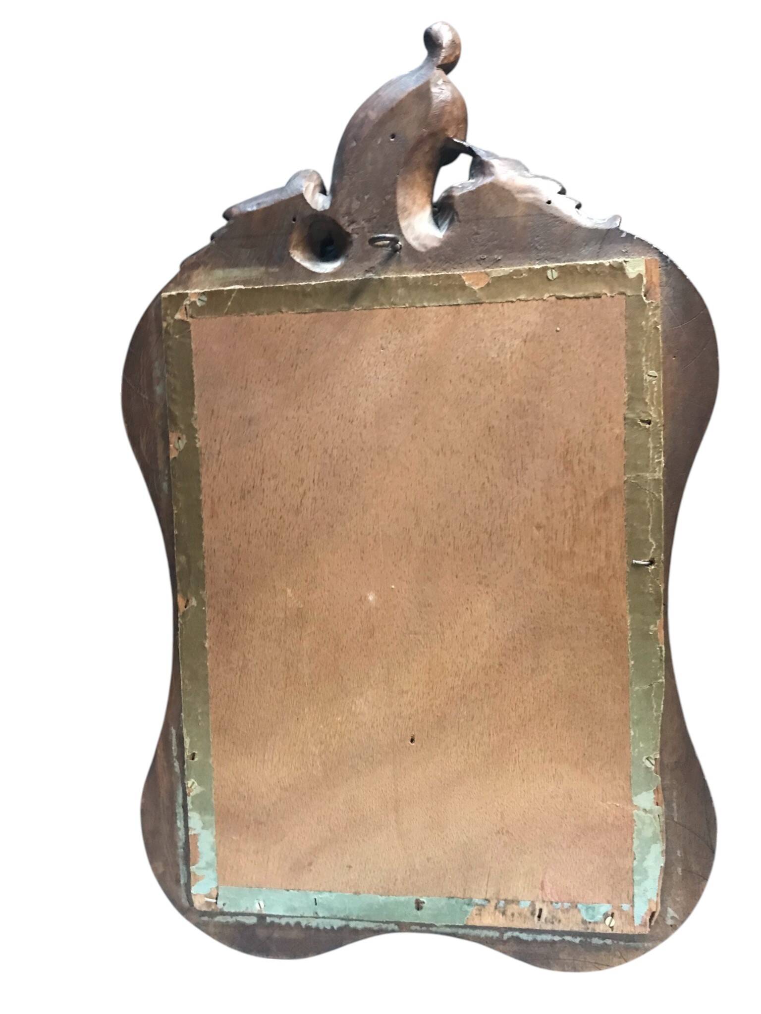 Antique Louis XV style wooden scalloped mirror