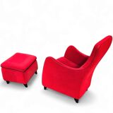 Senta armchair / hocker / ottoman by Gerard van den Berg for Wittmann / red velvet upholstery / marked - Stunning condition