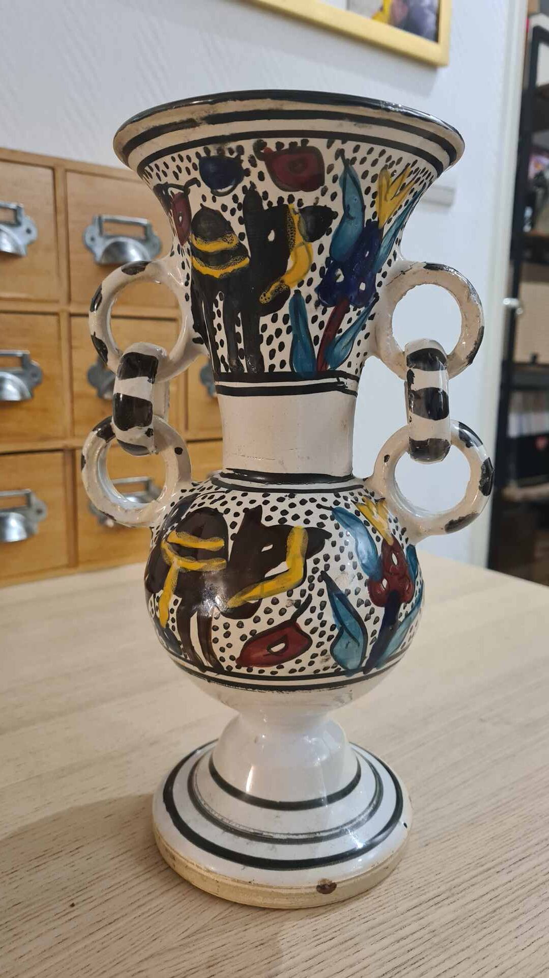 Artisanal vase in glazed ceramic, vintage 50s
