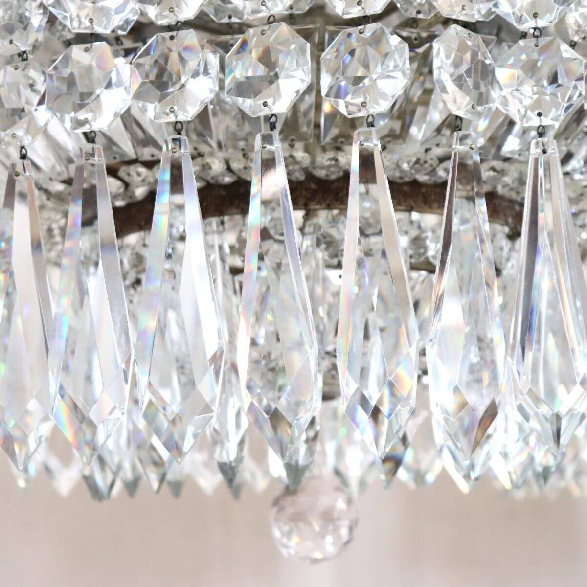 Chandeliers With Large Crystal Drops, Italy, Early 20th Century