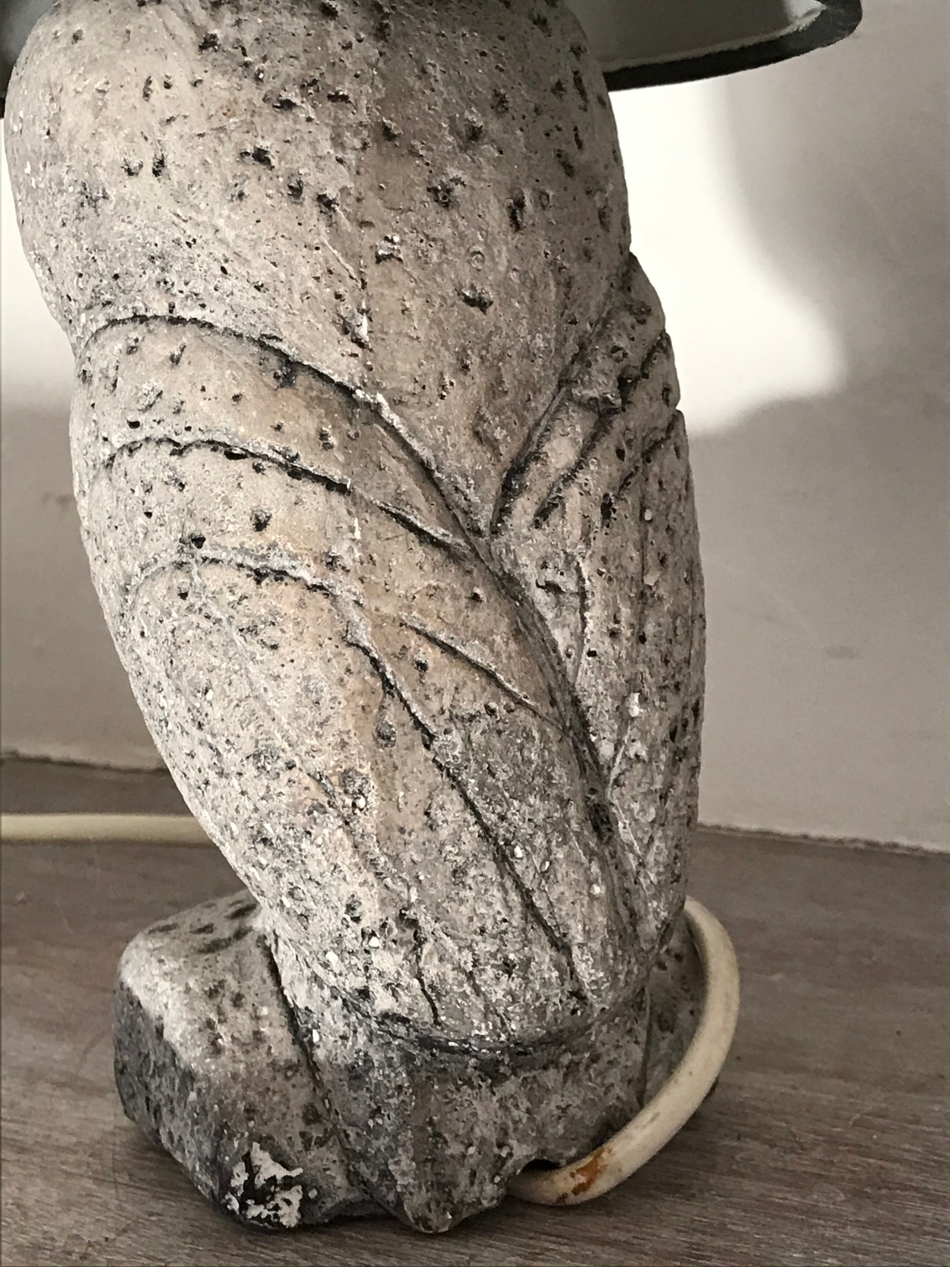 Vintage stone owl lamp