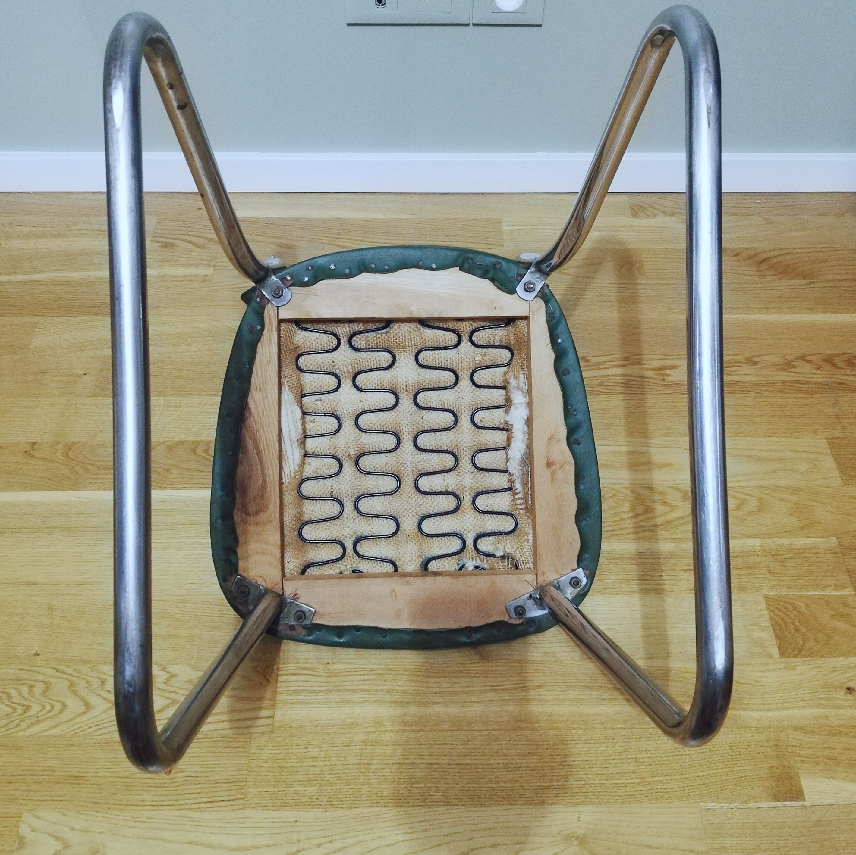 Industrial office chair called "sleigh" chair