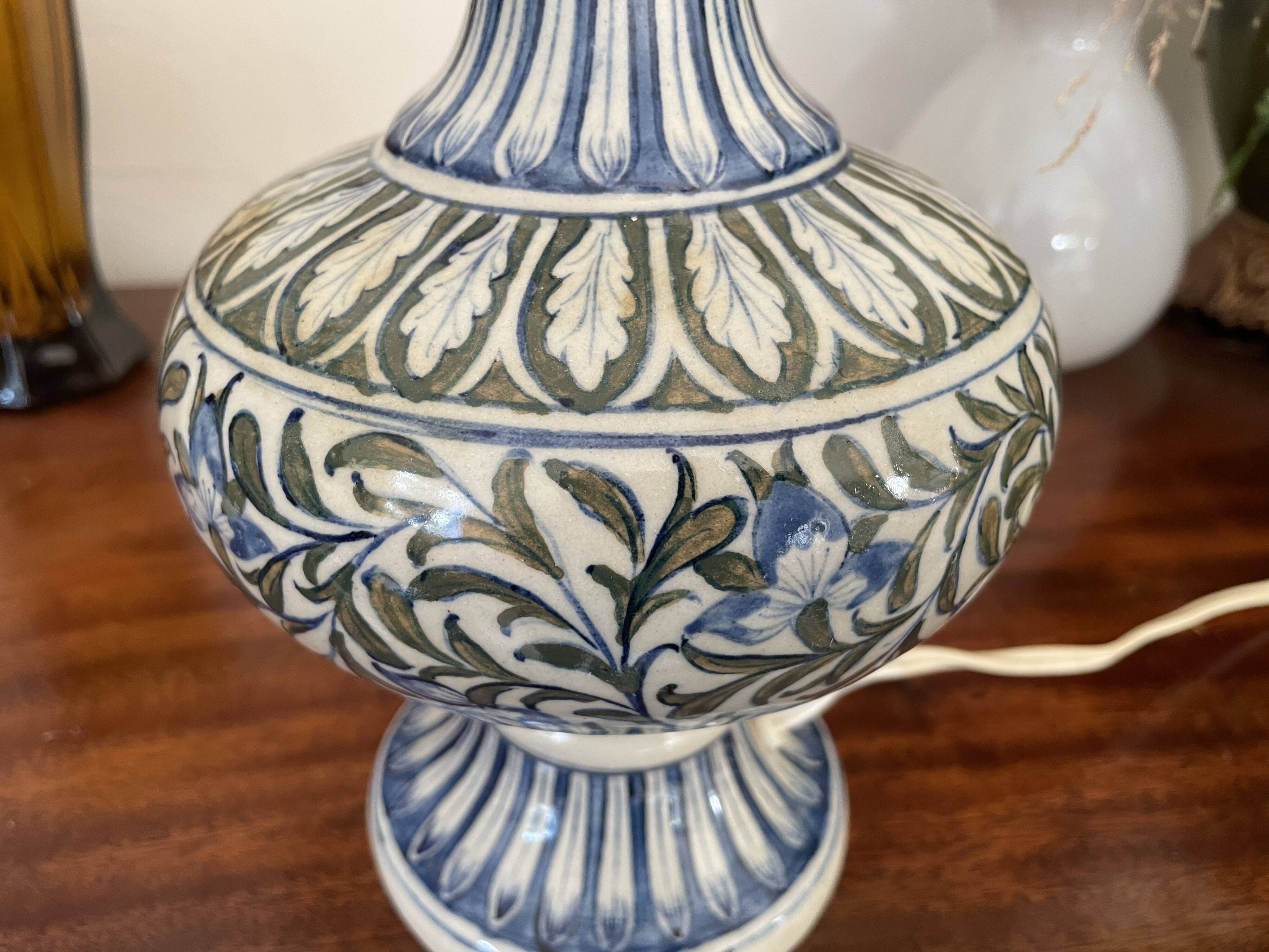 Old Hand-painted ceramic lamp