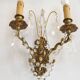 Pair of French Baroque Double Bronze Crystal Wall Lights Glass Bead Swags