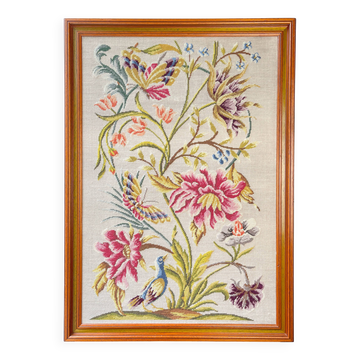 Vintage Floral Canvas Tapestry - Retro Wall Hanging Embroidery