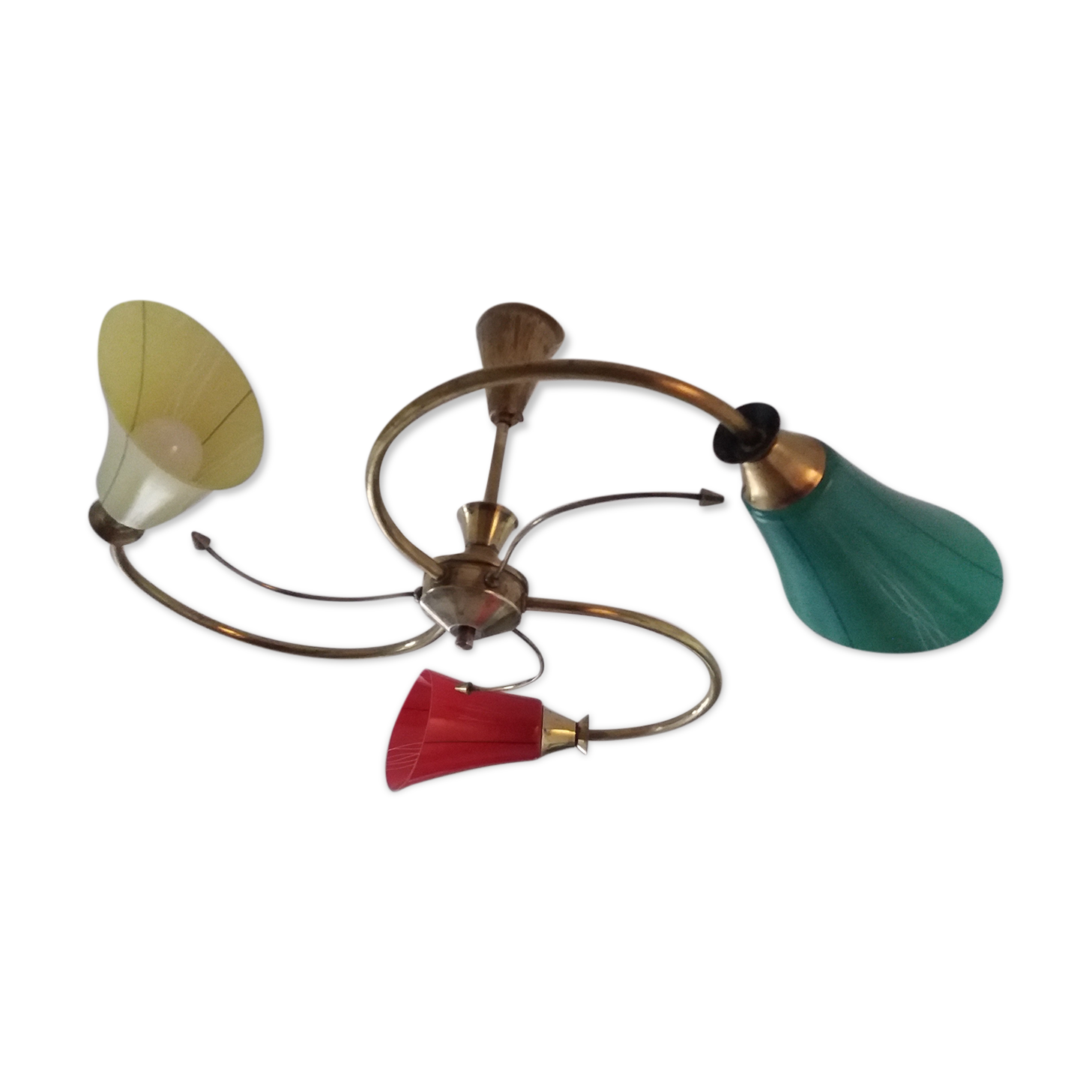Lustre verre et laiton vintage